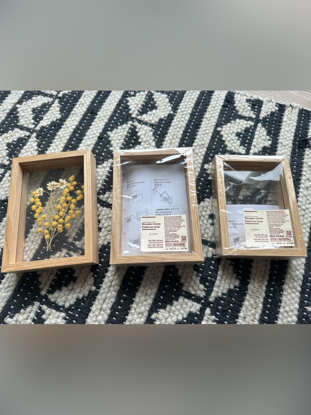 Muji Natural Wood Picture Frames - Light Brown Wood (Set of 3)